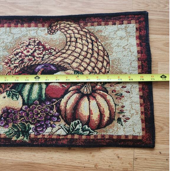 Fall Tapestry Table Runner Pumpkins Cornucopia Autumn Harvest Thanksgiving 71x13 - Picture 3 of 7